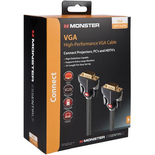 Monster Cable Essentials High Performance VGA Male to VGA 140783, Monster, Cable, Essentials, High, Performance, VGA, Male, to, VGA, 140783