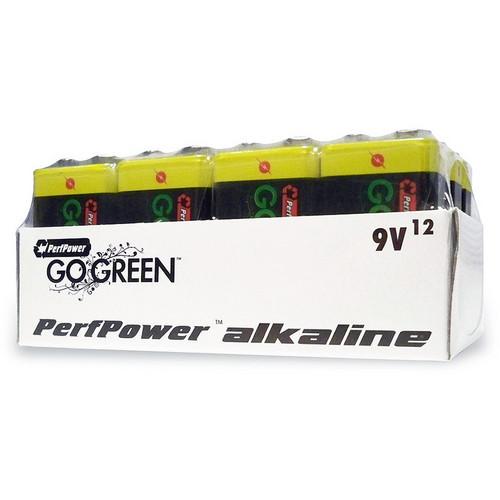 PerfPower Go Green 9V Alkaline Batteries (12-Pack) 24015