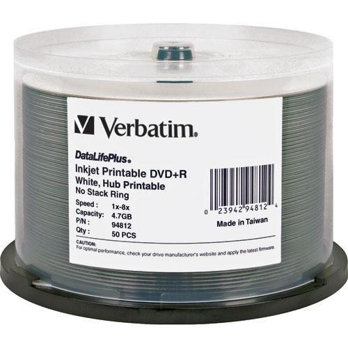 Verbatim DVD R 4.7GB, 8x, White Inkjet Disc (50) 94812, Verbatim, DVD, R, 4.7GB, 8x, White, Inkjet, Disc, 50, 94812,