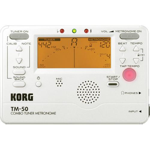 Korg TM-50 Combination Tuner & Metronome (White) TM50PW, Korg, TM-50, Combination, Tuner, Metronome, White, TM50PW,