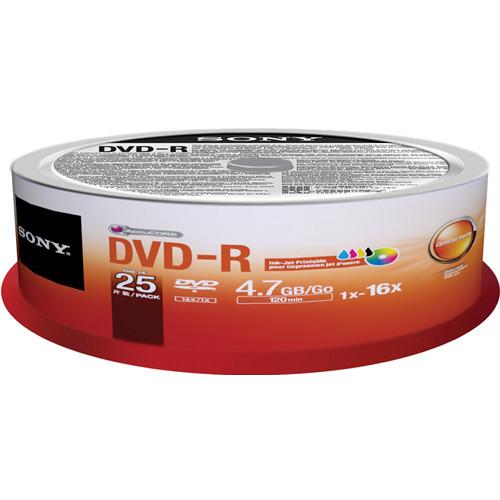 Sony DVD-R 4.7GB Recordable Printable Media 25DMR47PP