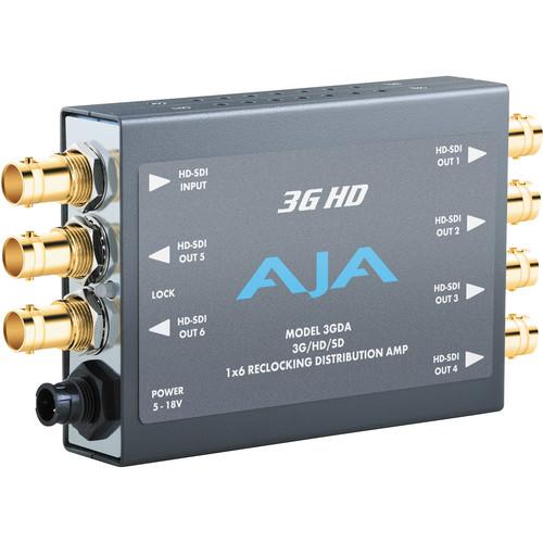 AJA 3GDA 1x6 3G/HD/SD-SDI Re-Clocking Distribution Amp 3GDA