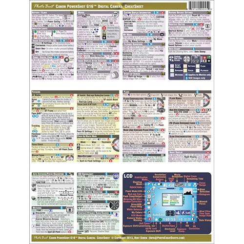 PhotoBert Cheat Sheet for Canon PowerShot G16 Digital TC145-13, PhotoBert, Cheat, Sheet, Canon, PowerShot, G16, Digital, TC145-13