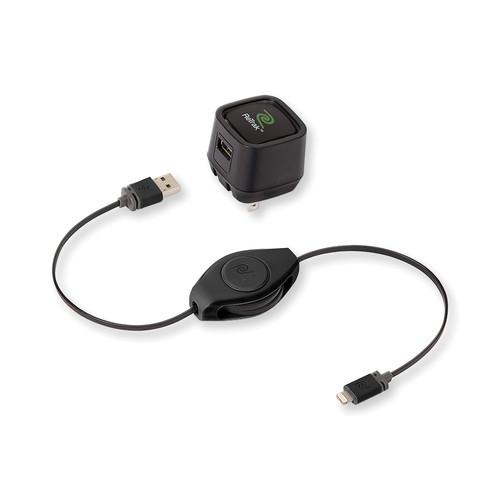 ReTrak 3.2' Wall Charger with Retractable USB to ETLTCHGWB, ReTrak, 3.2', Wall, Charger, with, Retractable, USB, to, ETLTCHGWB,