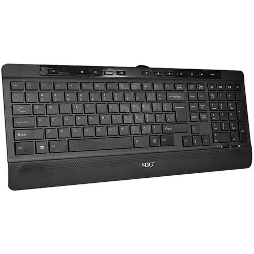 SIIG USB Slim Ergonomic Multimedia Keyboard (Black) JK-US0812-S1, SIIG, USB, Slim, Ergonomic, Multimedia, Keyboard, Black, JK-US0812-S1