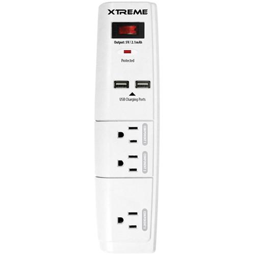 Xtreme Cables 3-Outlet Surge Protector Strip with 2 USB 28321