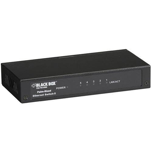 Black Box 5-Port Palm-Sized Ethernet Switch LB9005A-FO-R2-US, Black, Box, 5-Port, Palm-Sized, Ethernet, Switch, LB9005A-FO-R2-US,