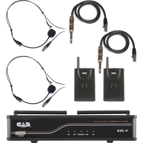 CAD VHF Dual Channel 2 Bodypack Wireless Microphone and GXLVBB-H