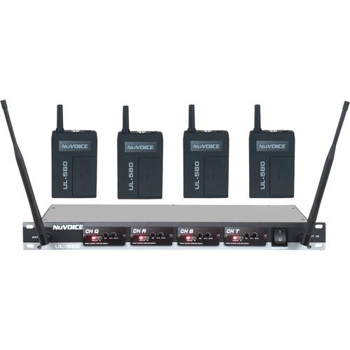 NuVoice UL-580 UHF Wireless Lavalier System UL580-4, NuVoice, UL-580, UHF, Wireless, Lavalier, System, UL580-4,