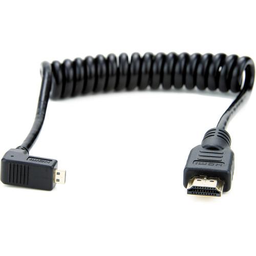 Atomos Right-Angle Micro to Full HDMI Coiled Cable ATOMCAB007, Atomos, Right-Angle, Micro, to, Full, HDMI, Coiled, Cable, ATOMCAB007