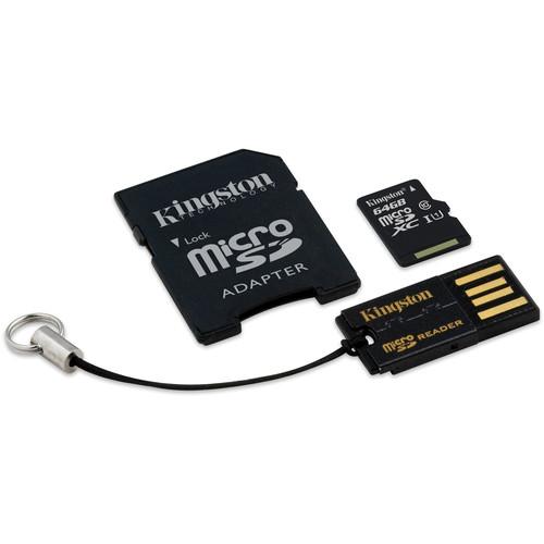 Kingston 64GB microSDXC Memory Card Kit with USB MBLY10G2/64GB, Kingston, 64GB, microSDXC, Memory, Card, Kit, with, USB, MBLY10G2/64GB