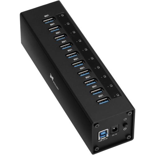 Xcellon 10-Port Powered USB 3.0 Aluminum Hub (Black) USB-10PHV2, Xcellon, 10-Port, Powered, USB, 3.0, Aluminum, Hub, Black, USB-10PHV2