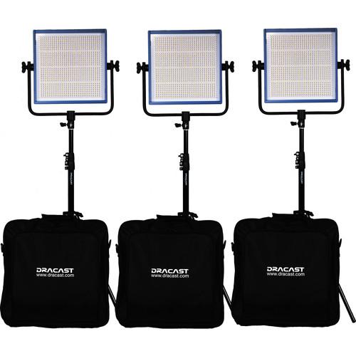 Dracast Dracast LED1000 Pro Daylight 3-Light Kit DR-LK-3X1000-DV, Dracast, Dracast, LED1000, Pro, Daylight, 3-Light, Kit, DR-LK-3X1000-DV