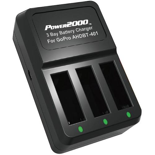 Power2000 3-Bay Battery Charger for GoPro HERO4 AHDBT-401 PT-G4