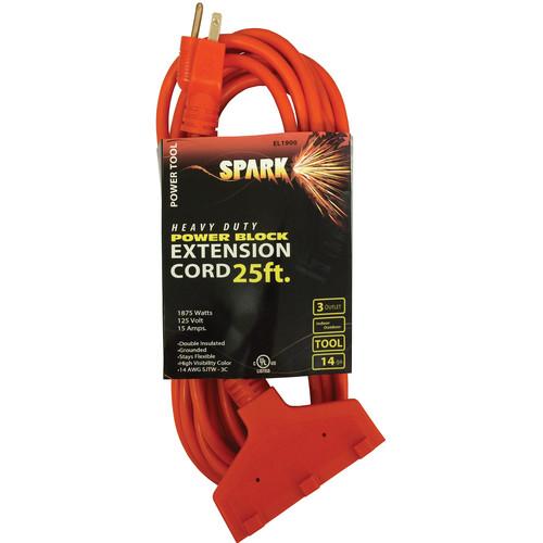 SPARK Indoor Outdoor Power Block Extension Cord (6') EL1897, SPARK, Indoor, Outdoor, Power, Block, Extension, Cord, 6', EL1897,
