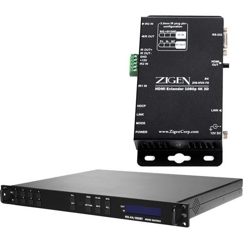 Zigen 4x4 Fixed HDMI HDbaseT Matrix Routing ZIG-HX44-HDBT70M