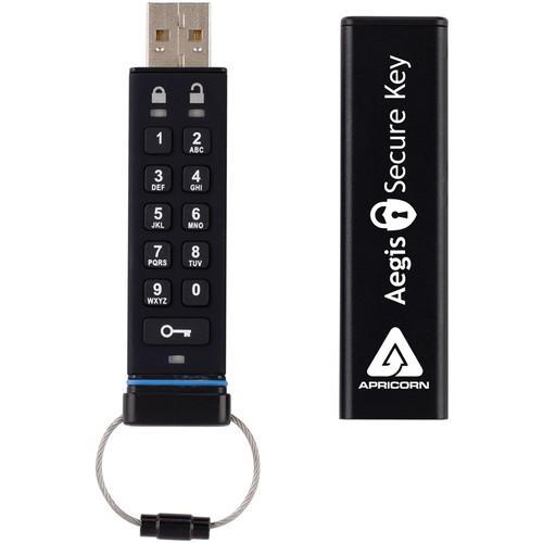 Apricorn 4GB Aegis Secure Key USB 2.0 Flash Drive ASK-256-4GB, Apricorn, 4GB, Aegis, Secure, Key, USB, 2.0, Flash, Drive, ASK-256-4GB