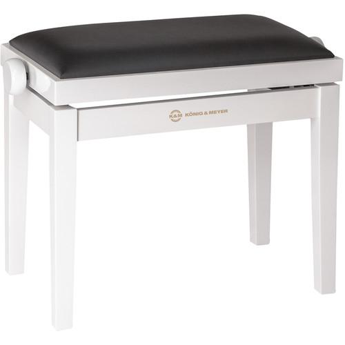 K&M 13711 Piano Bench Wooden Frame with White 13711-000-23, K&M, 13711, Piano, Bench, Wooden, Frame, with, White, 13711-000-23,