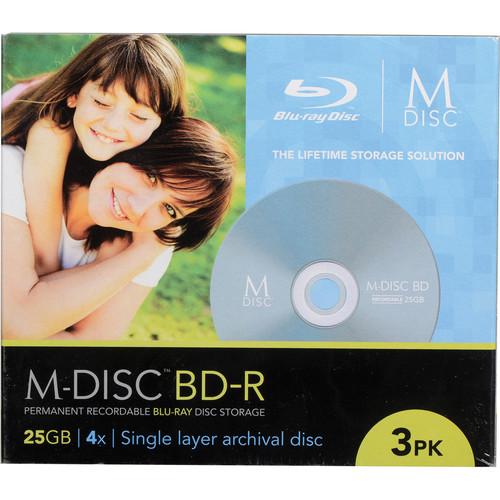 M-DISC  25GB BD-R Discs (3-Pack) MDBD003, M-DISC, 25GB, BD-R, Discs, 3-Pack, MDBD003, Video