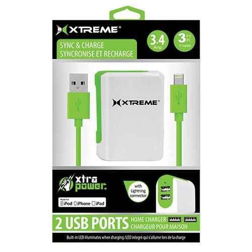 Xtreme Cables 3.4 Amp Dual Port Home Charger with 8-pin 83865, Xtreme, Cables, 3.4, Amp, Dual, Port, Home, Charger, with, 8-pin, 83865