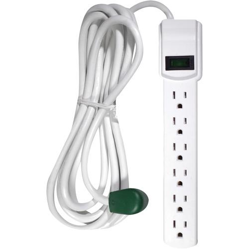 Go Green 6-Outlet Surge Protector (White) GG-16103M-12, Go, Green, 6-Outlet, Surge, Protector, White, GG-16103M-12,