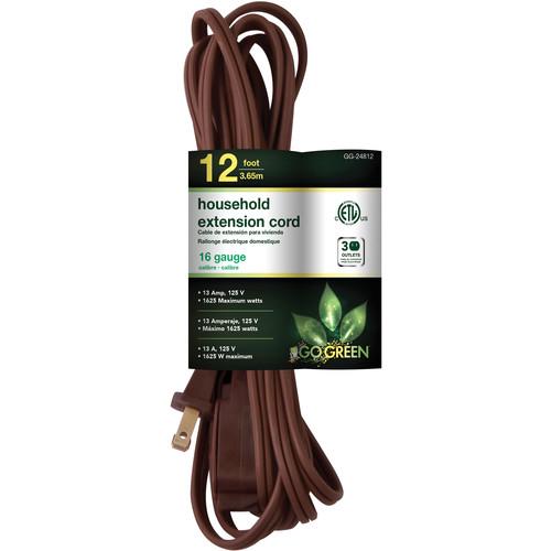 Go Green Household Extension Cord (12', Brown) GG-24812