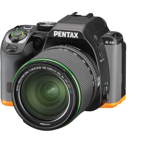 Pentax K-S2 DSLR Camera with 18-135mm Lens (Black/Orange) 13196