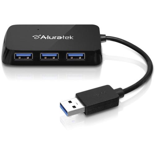 Aluratek 4-Port USB 3.0 SuperSpeed Hub with Attached AUH2304F
