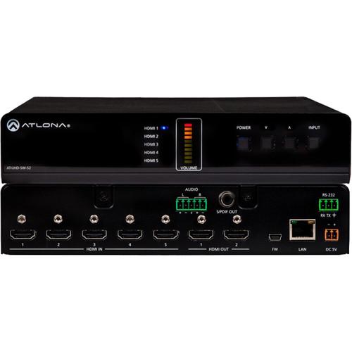 Atlona 4K/UHD 5-Input HDMI Switcher with Mirrored AT-UHD-SW-52