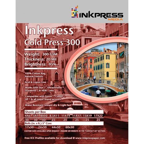 Inkpress Media Cold Press 300 Archival Inkjet Paper ICP111725, Inkpress, Media, Cold, Press, 300, Archival, Inkjet, Paper, ICP111725