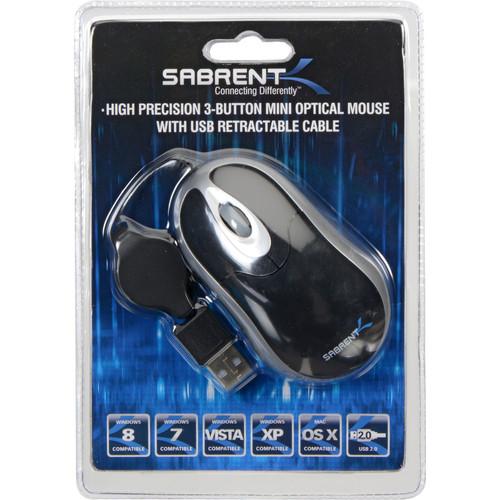 Sabrent Mini USB 3-Button Mouse with Retractable Cable MS-U3266, Sabrent, Mini, USB, 3-Button, Mouse, with, Retractable, Cable, MS-U3266