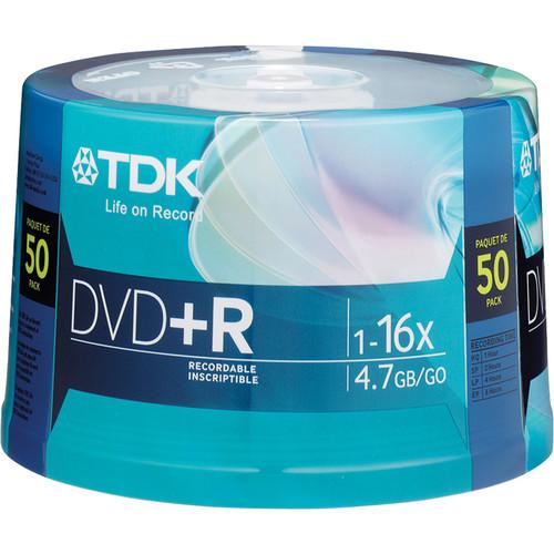 TDK DVD R 4.7GB 16x Recordable Discs (Spindle Pack of 50) 48519