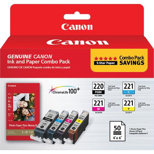 Canon PGI-220/CLI-221 Ink Tank Combo Pack with PP-201 2945B011, Canon, PGI-220/CLI-221, Ink, Tank, Combo, Pack, with, PP-201, 2945B011