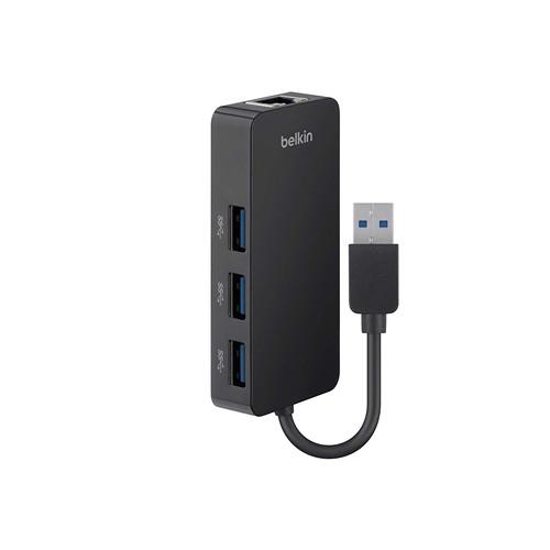 Belkin USB 3.0 3-Port Hub with Gigabit Ethernet Adapter B2B128TT, Belkin, USB, 3.0, 3-Port, Hub, with, Gigabit, Ethernet, Adapter, B2B128TT