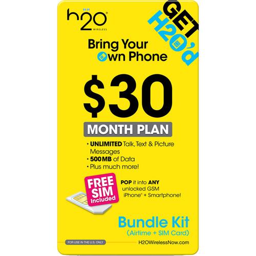 H2O WIRELESS $30 Monthly Unlimited 30-BUNDLE-AIRTME-TRIP-SIM