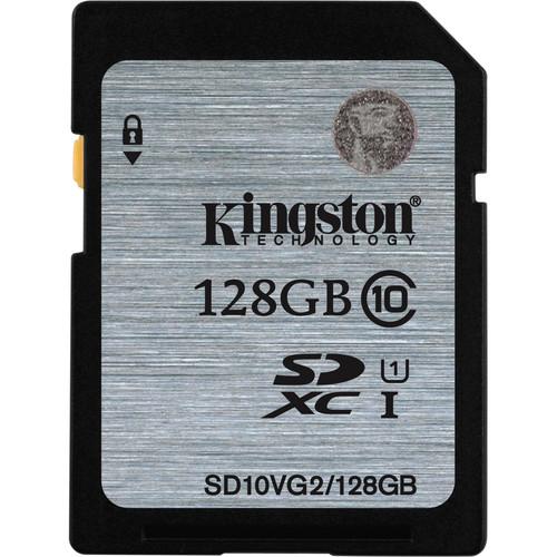 Kingston 128GB UHS-I SDXC Memory Card (Class 10) SD10VG2/128GB, Kingston, 128GB, UHS-I, SDXC, Memory, Card, Class, 10, SD10VG2/128GB