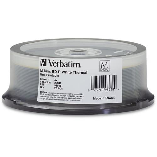 Verbatim 25GB BD-R 4x White Thermal Printable/Hub 98918, Verbatim, 25GB, BD-R, 4x, White, Thermal, Printable/Hub, 98918,