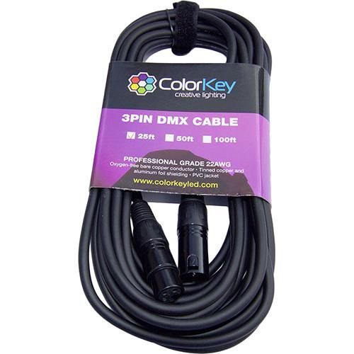 ColorKey DMX Cable with 3-Pin Connector (25', 22 AWG) CKC-25DMX, ColorKey, DMX, Cable, with, 3-Pin, Connector, 25', 22, AWG, CKC-25DMX