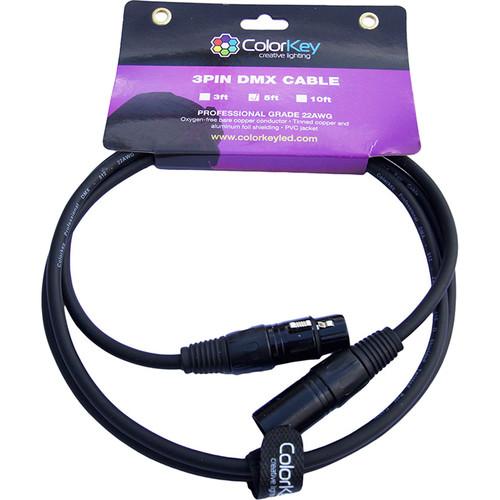 ColorKey DMX Cable with 3-Pin Connector (5', 22 AWG) CKC-05DMX, ColorKey, DMX, Cable, with, 3-Pin, Connector, 5', 22, AWG, CKC-05DMX