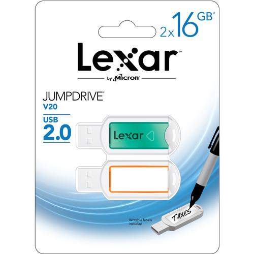 Lexar 16GB JumpDrive V20 USB 2.0 Flash Drive LJDV20-16GABNL2, Lexar, 16GB, JumpDrive, V20, USB, 2.0, Flash, Drive, LJDV20-16GABNL2,