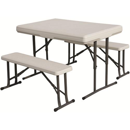 Stansport Folding Table with Bench Seats (White) 616