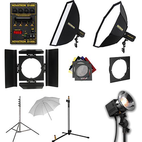 Novatron D1500 4 Fan-Cooled Light Kit with Umbrella and N2629KIT