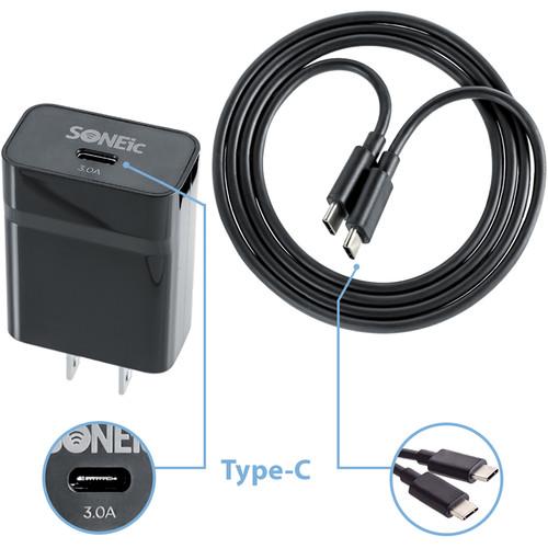 SONEic USB Type-C Rapid Wall Charger (Black) C401BK, SONEic, USB, Type-C, Rapid, Wall, Charger, Black, C401BK,