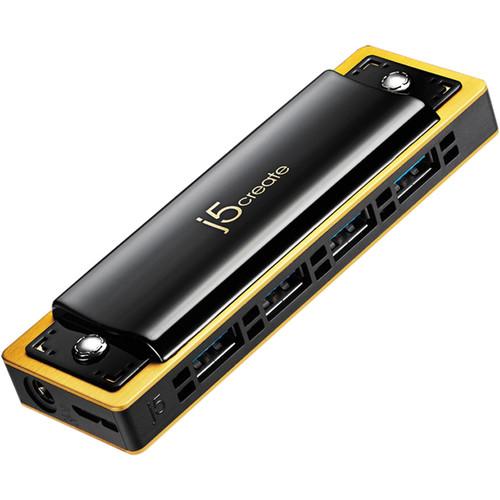 j5create JUH345 USB 3.0 4-Port Harmonica Hub (Black) JUH345BE, j5create, JUH345, USB, 3.0, 4-Port, Harmonica, Hub, Black, JUH345BE