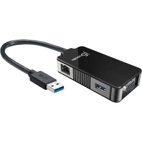 j5create VGA & Gigabit Ethernet USB 3.0 Multi-Adapter JUA370, j5create, VGA, &, Gigabit, Ethernet, USB, 3.0, Multi-Adapter, JUA370