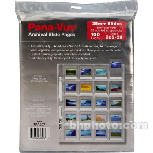 Pana-Vue Storage Page for Slides, 35mm, Top Load w/Data FPA207
