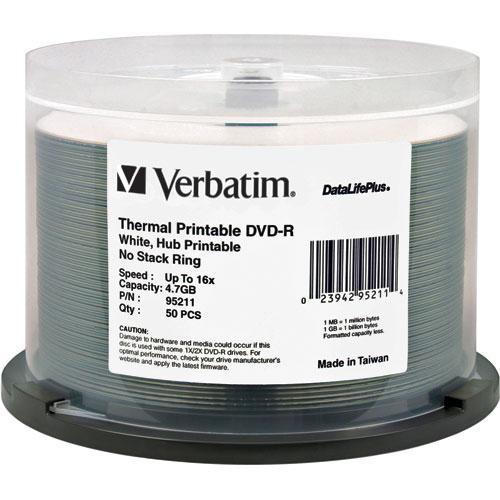 Verbatim DVD-R 4.7GB 16X DataLifePlus, Printable (50) 95211, Verbatim, DVD-R, 4.7GB, 16X, DataLifePlus, Printable, 50, 95211,