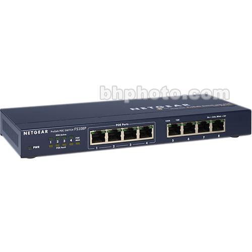 Netgear ProSafe 8-Port 10/100 Switch with 4-Port PoE FS108PNA, Netgear, ProSafe, 8-Port, 10/100, Switch, with, 4-Port, PoE, FS108PNA