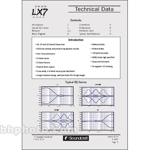 Soundcraft Technical Manual for the LX7 II ZM0289-1, Soundcraft, Technical, Manual, the, LX7, II, ZM0289-1,