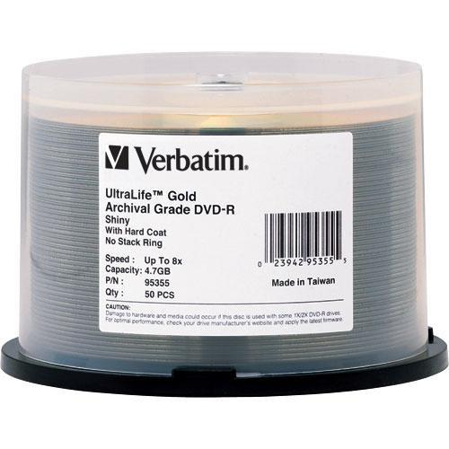 Verbatim DVD-R UltraLife Gold Archival Grade 4.7GB 95355, Verbatim, DVD-R, UltraLife, Gold, Archival, Grade, 4.7GB, 95355,